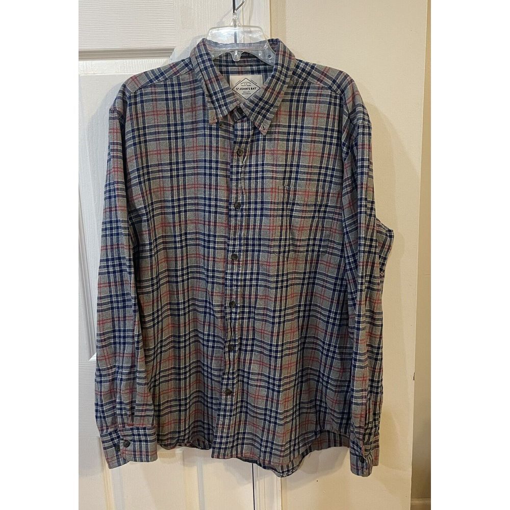 St.‎ John's Bay Men's Long Sleeve Flannel Sz XL Classic Fit